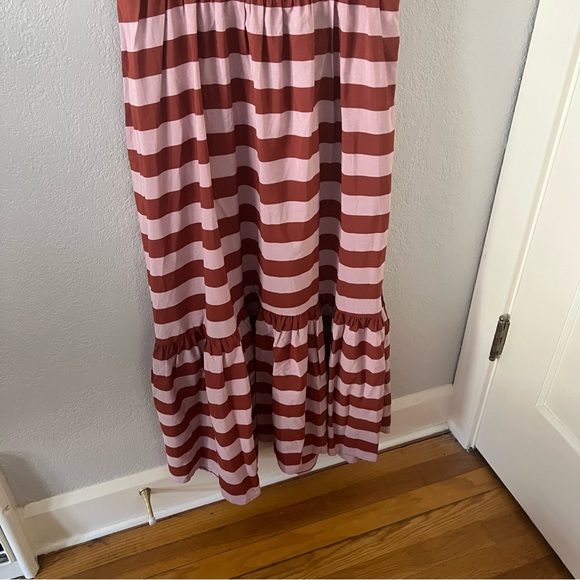 A.L.C Laurel Striped Midi Sundress In Rust and Lavender - Picture 2 of 3